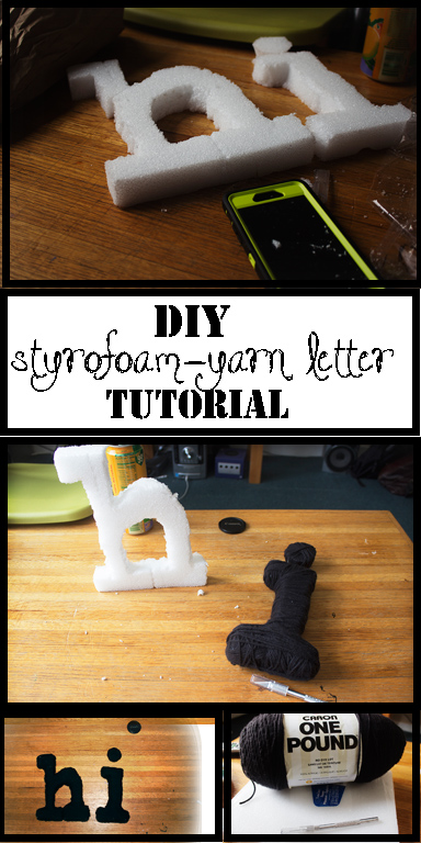 DIY Styrofoam Yarn Letter Decor